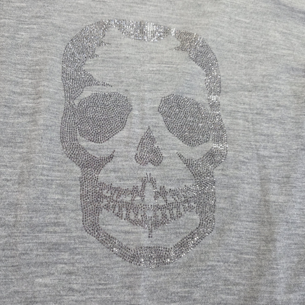 Zadig & Voltaire Happy Skull Lightweight Distressed VNeck Merino Wool Sweater. S